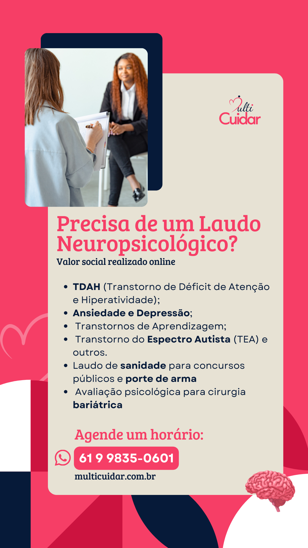Cuidar Clínica Multidisciplinar Facebook ad: Precisa de um laudo psicológico ou de sanidade mental?