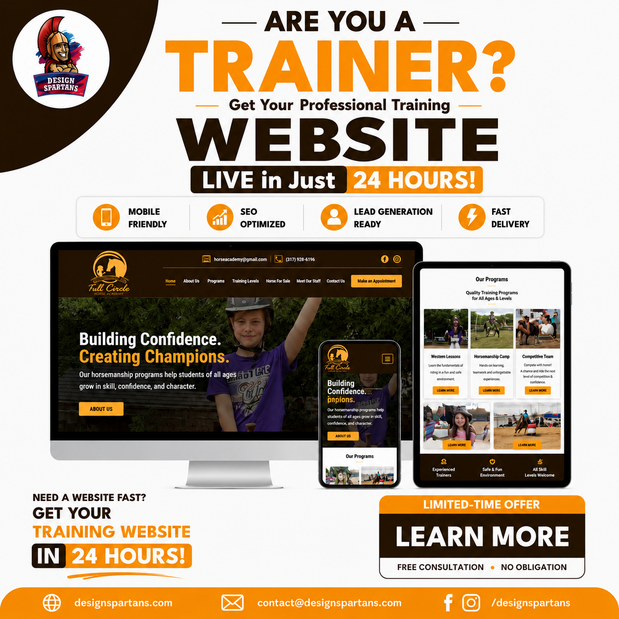 Design Spartans Facebook ad: Trainer: Need a Website Fast?