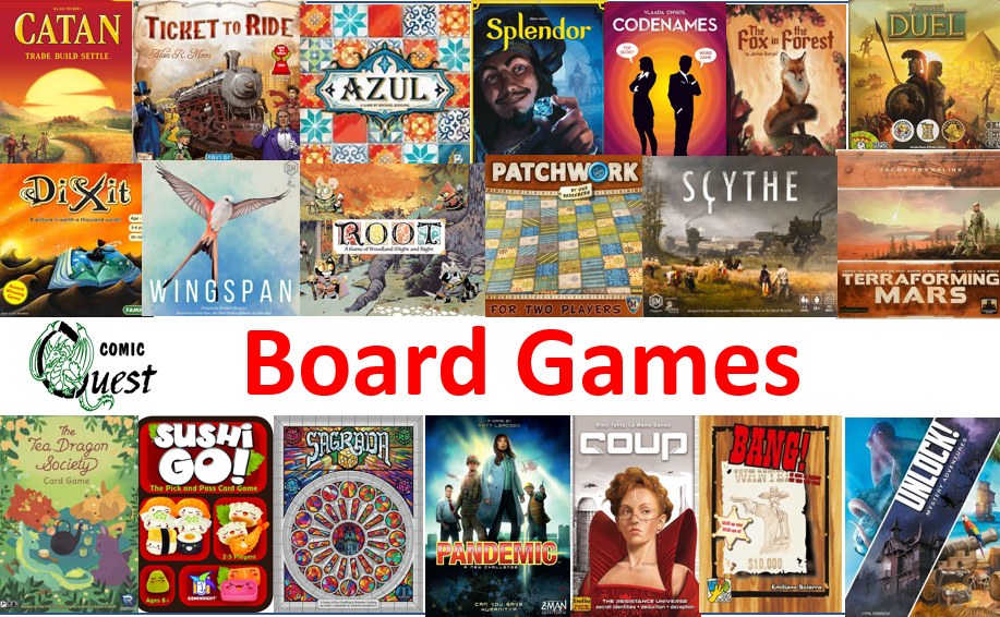 Comic Quest Facebook ad: Huge selection of Board Games.