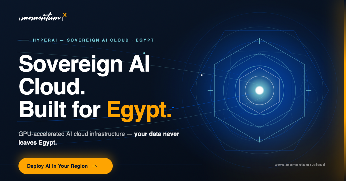 MomentumX.Cloud Facebook ad: Sovereign AI Cloud · Built for Egypt