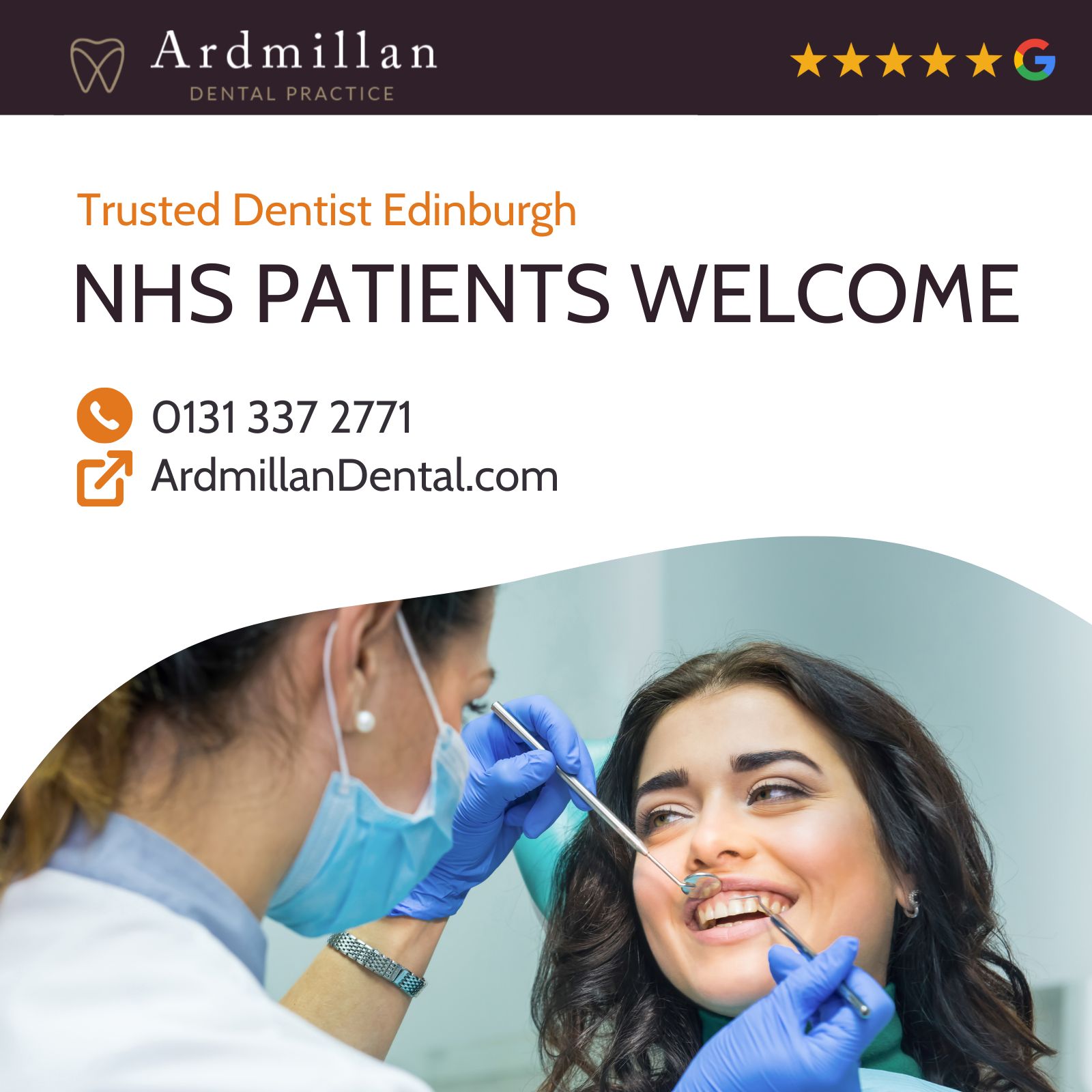 Ardmillan Dental Practice Facebook ad: NHS DENTIST EDINBURGH New NHS Patients Welcome!