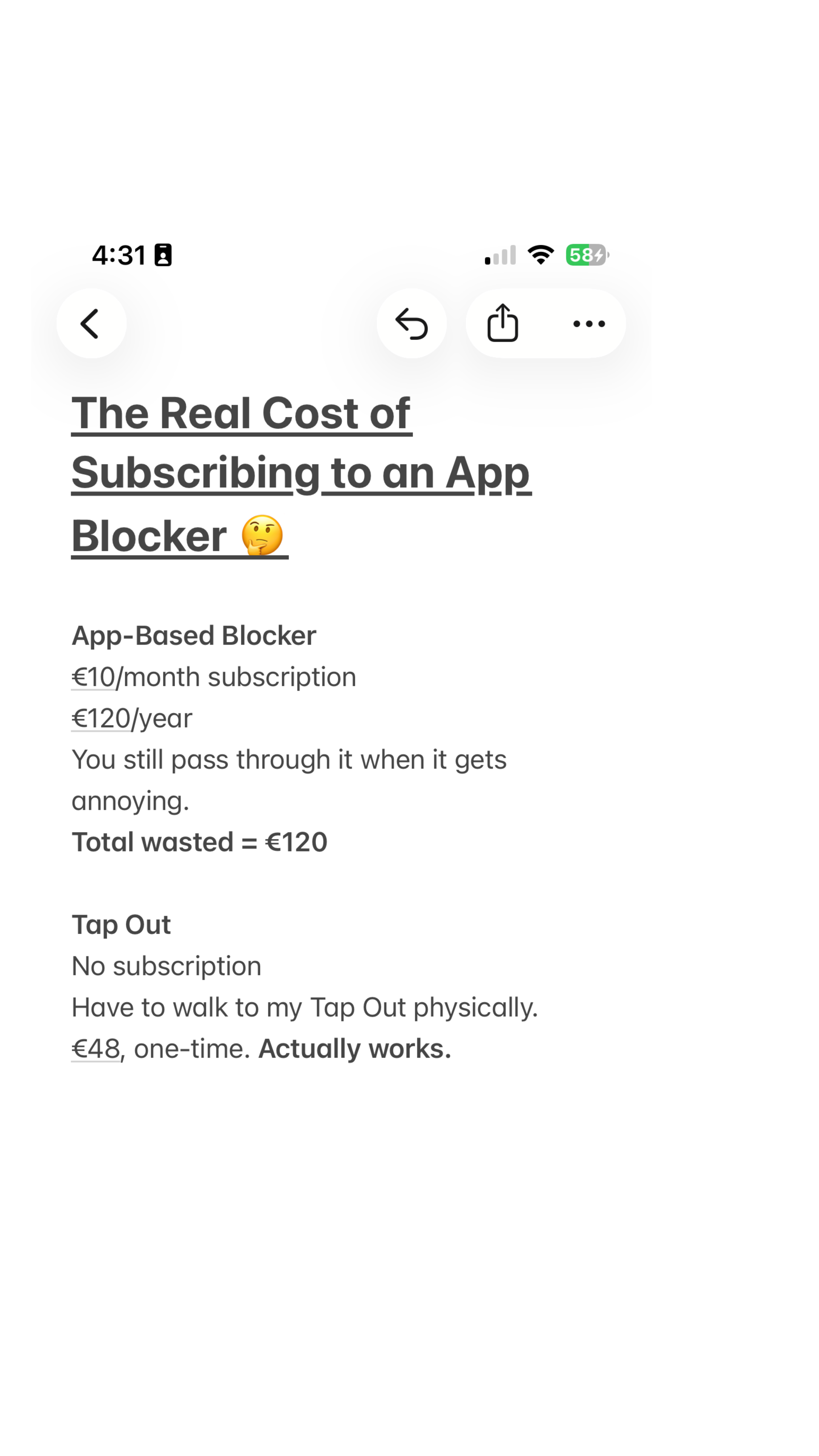 Tap Out Facebook ad