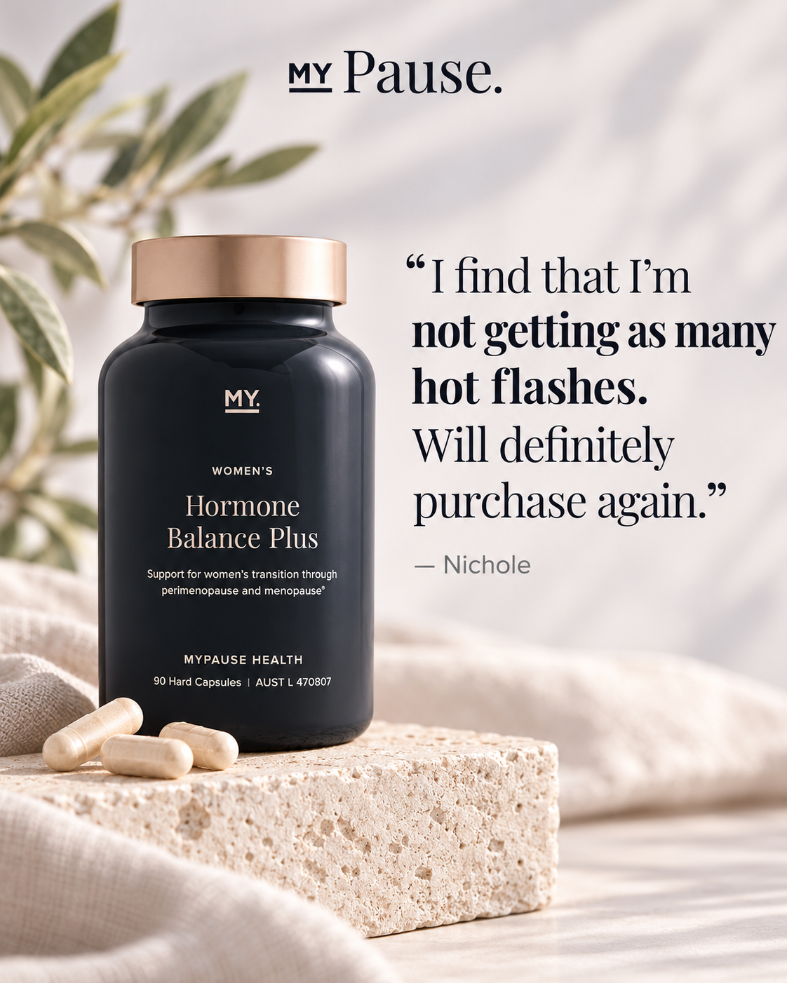 MyPause Health Facebook ad: Support for Menopausal Symptoms