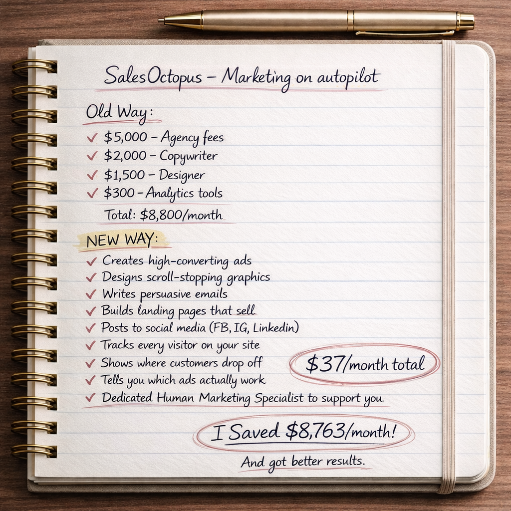 Sales Octopus Facebook ad: Replace Your $1,000/Month Agency With AI