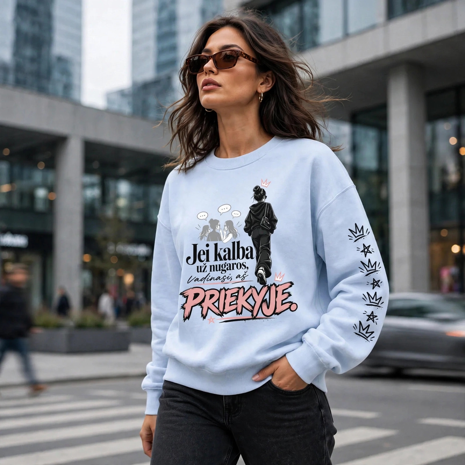 Dovanusalis.lt Facebook ad: Unisex pastelinis džemperis Aš priekyje