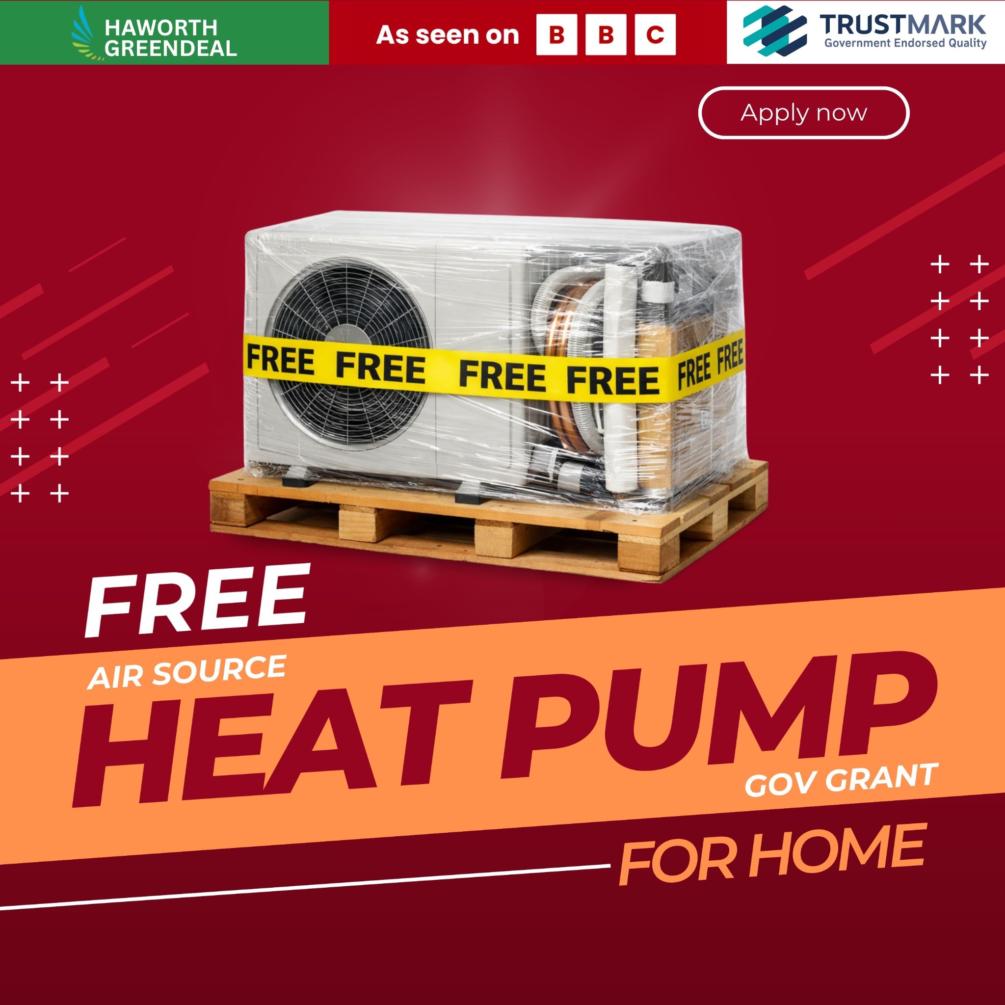 Haworth Greendeal Ltd Facebook ad: Get A FREE Air Source Heat Pump