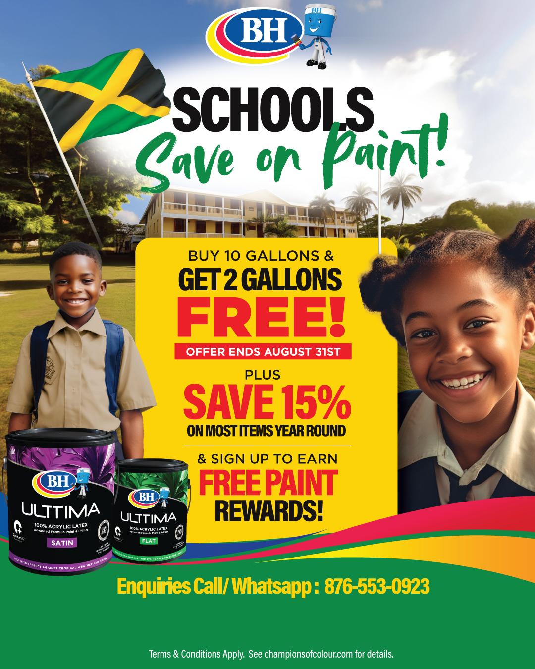 Caribbean Champions of Colour Facebook ad: Schools Save More with BH Paints!