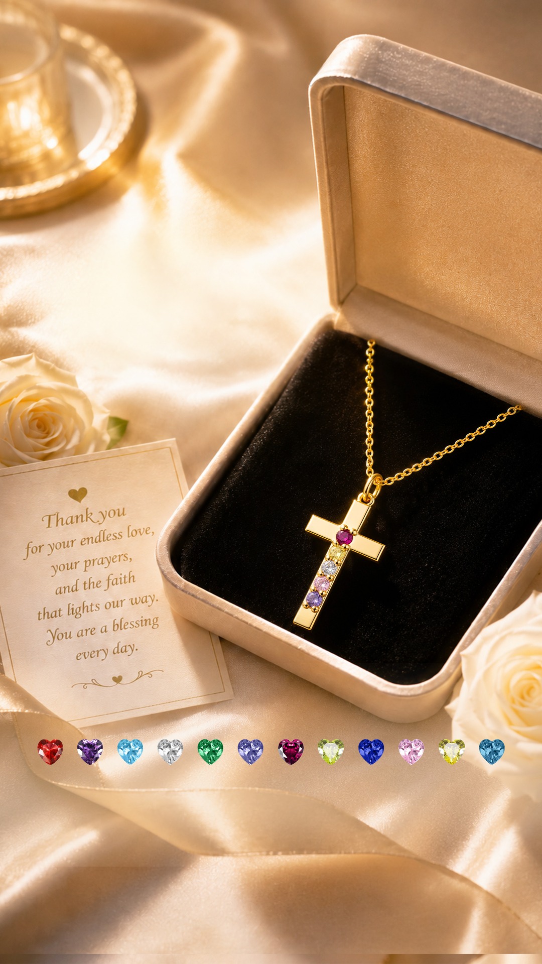 Callie Beloved Facebook ad: Personalized Birthstone Cross Necklace Dainty Religious…