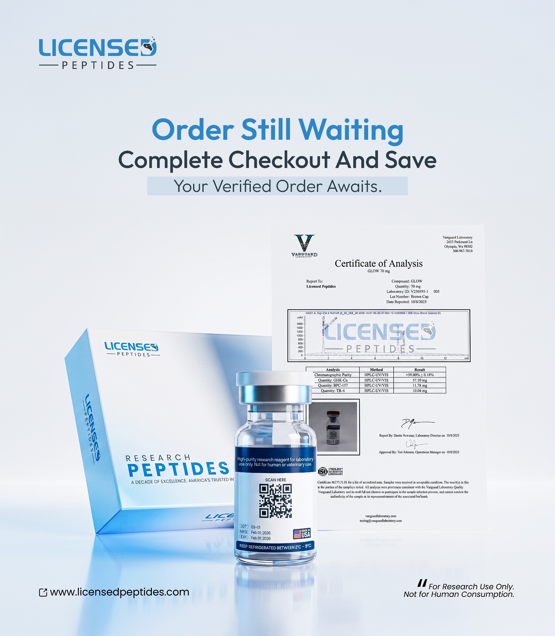 LicensedPeptides.com Facebook ad
