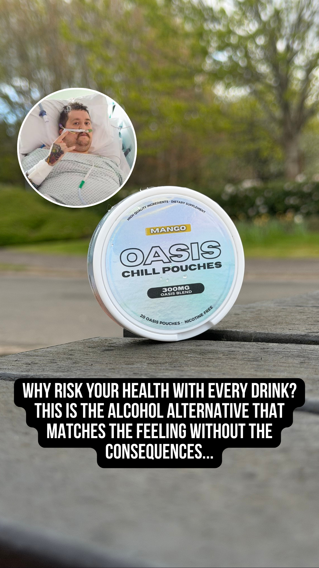 Oasis Pouches Facebook ad: Try Oasis Risk Free