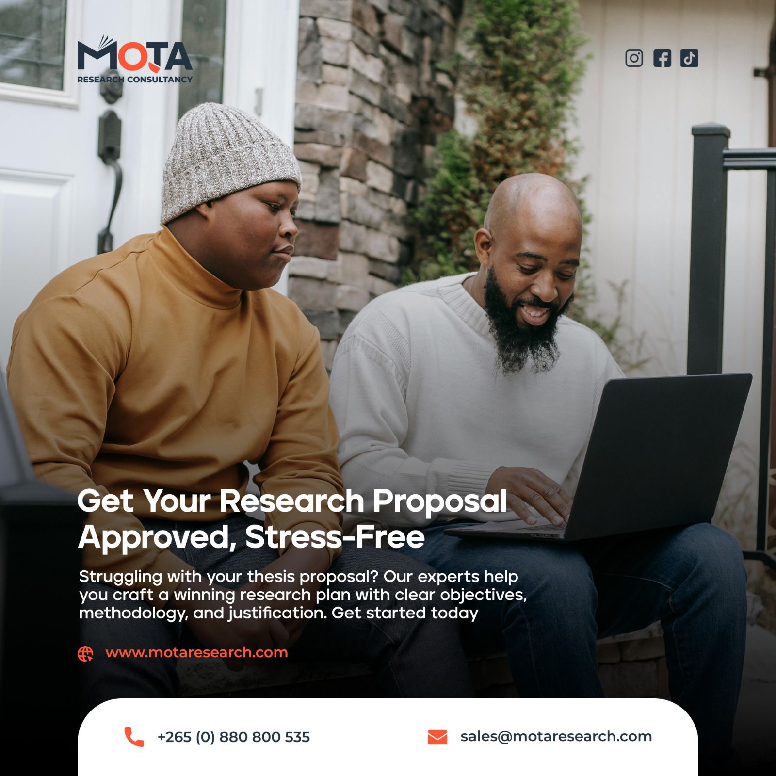 Mota Facebook ad: Get your research proposal approved.