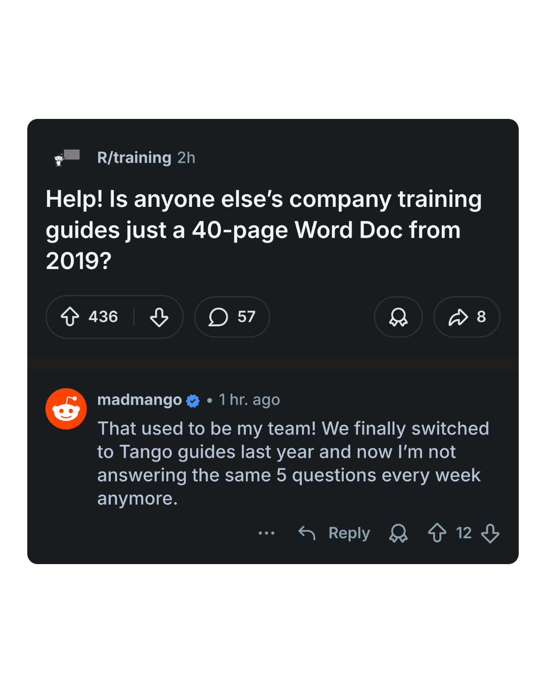 Tango Facebook ad: Replace the Training Doc