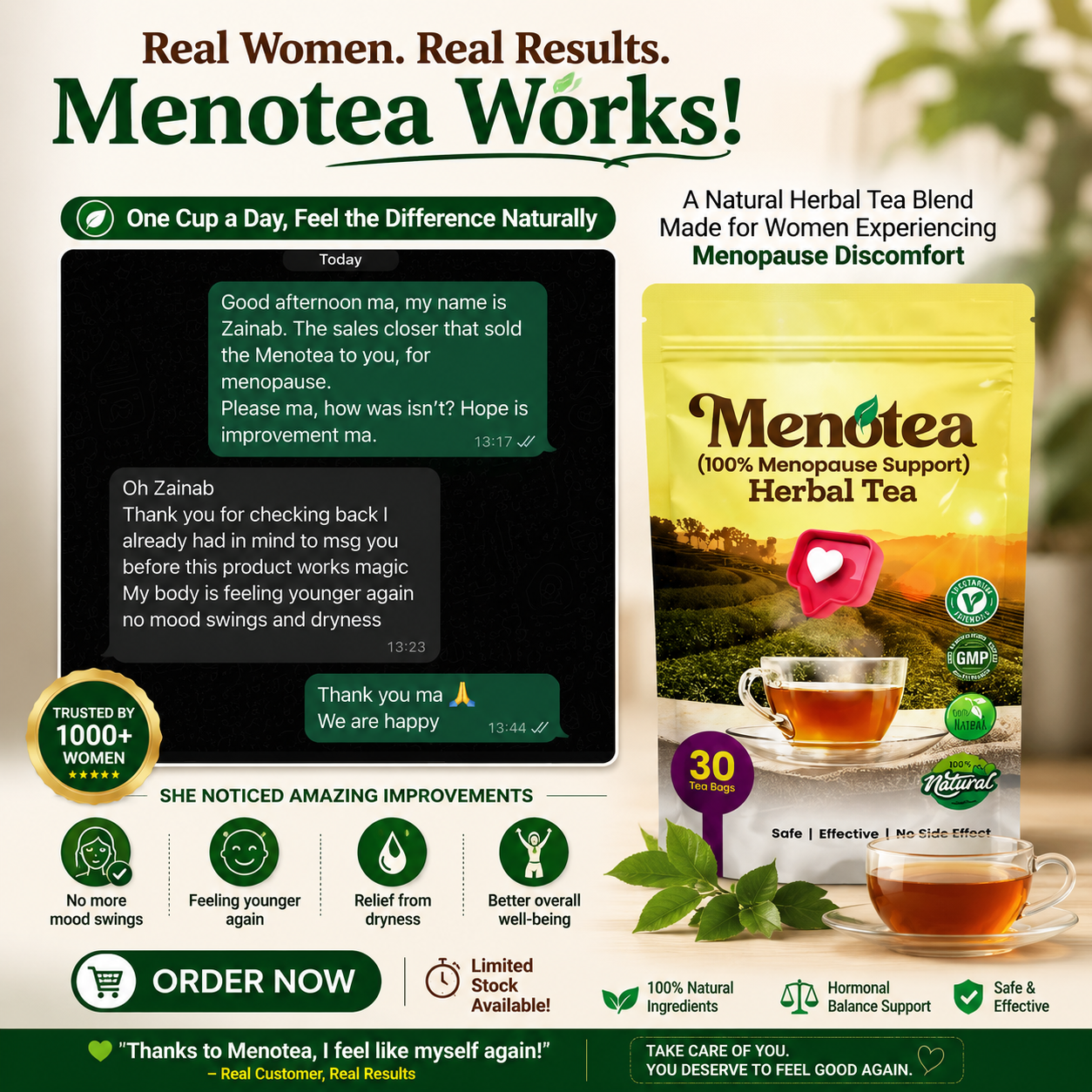 Menotea Menopause Relief Facebook ad
