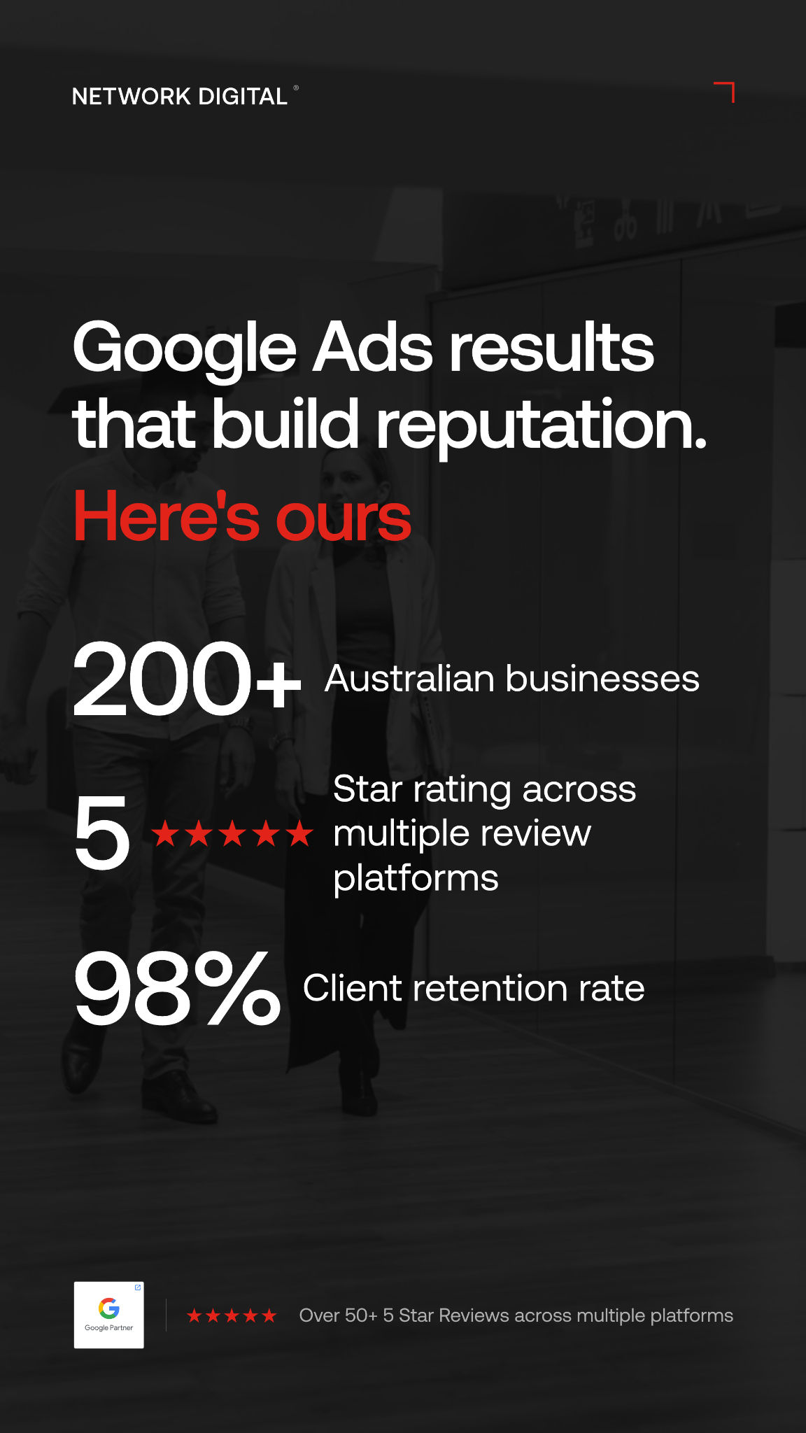 Network Digital Facebook ad: 98% of Our Clients Stay