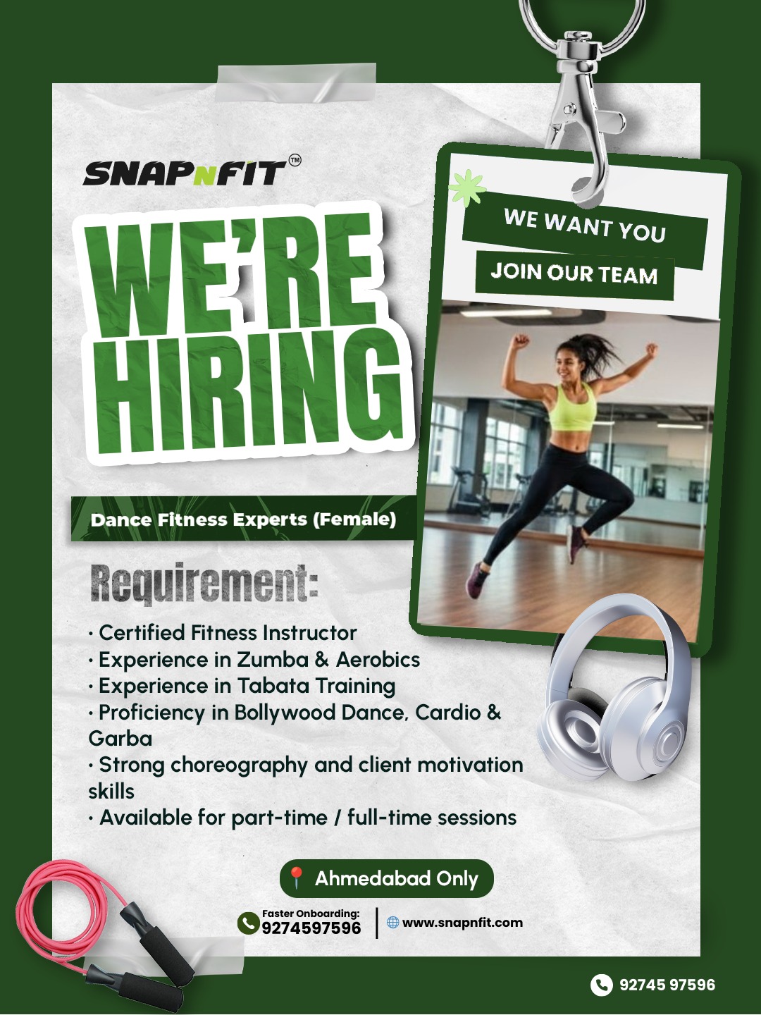 SnapNfit Facebook ad: We’re Hiring Dance Fitness Experts!
