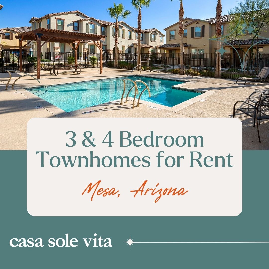 Casa Sole Vita Townhomes Facebook ad: Mesa, AZ. Spacious 3 and 4BD townhomes.