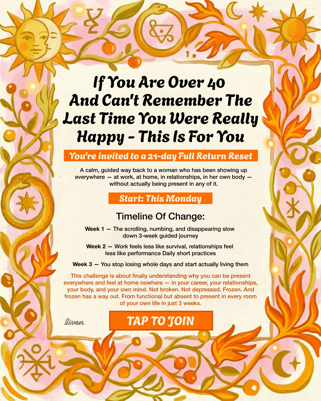 Liven: Self-Discovery Community Facebook ad