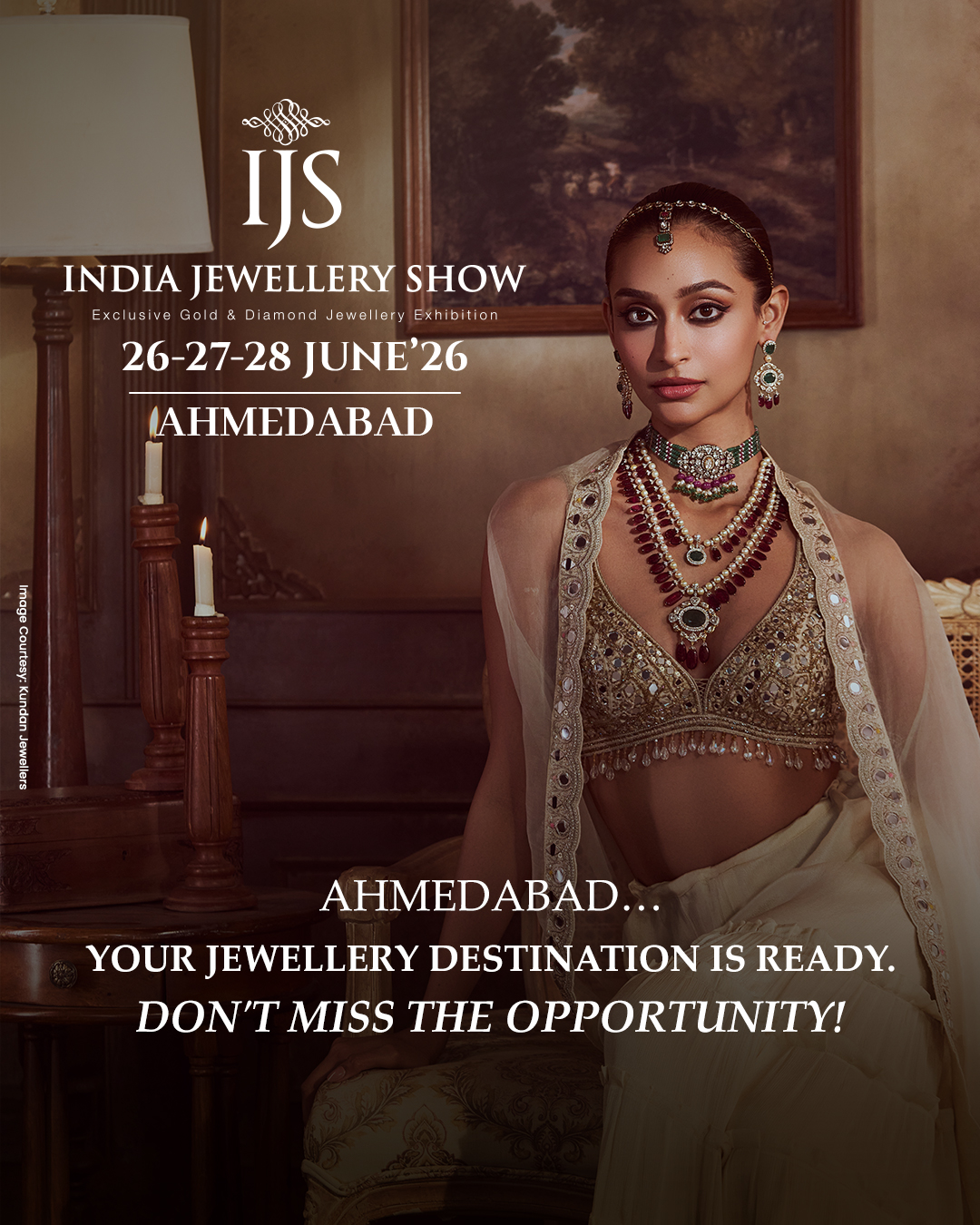 IJS - India Jewellery Show Facebook ad: Ahmedabad, your jewellery destination is ready.