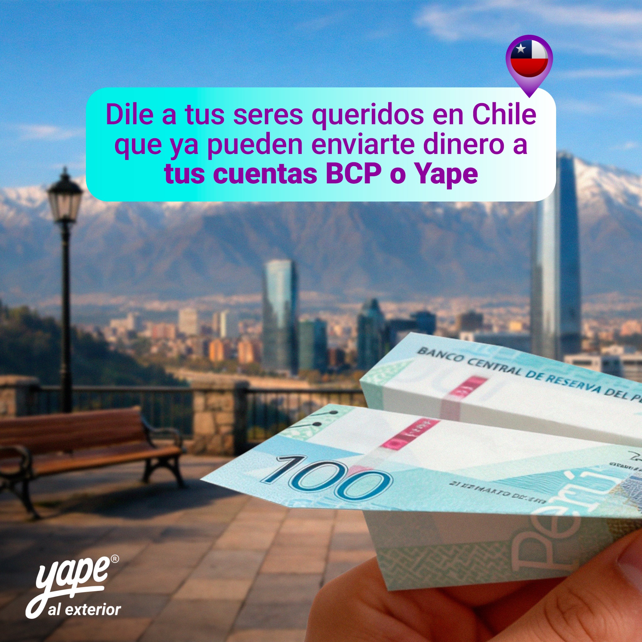 Yape al exterior Facebook ad: Que te envíen dinero de Chile es rápido…