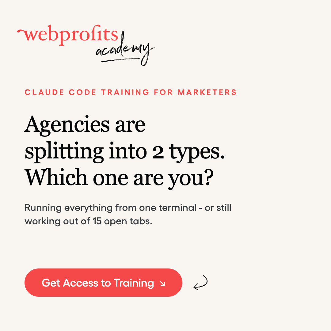 Webprofits Facebook ad: Run Your Agency From One Terminal