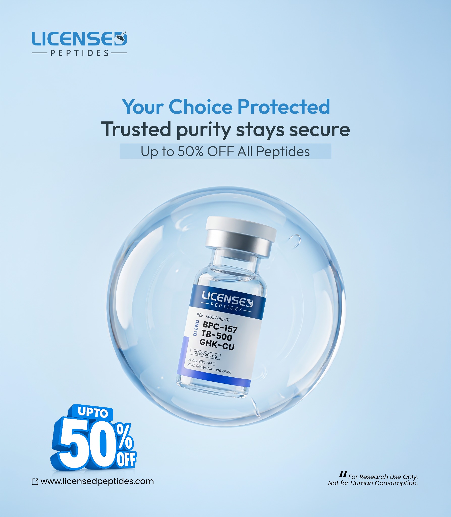 LicensedPeptides.com Facebook ad
