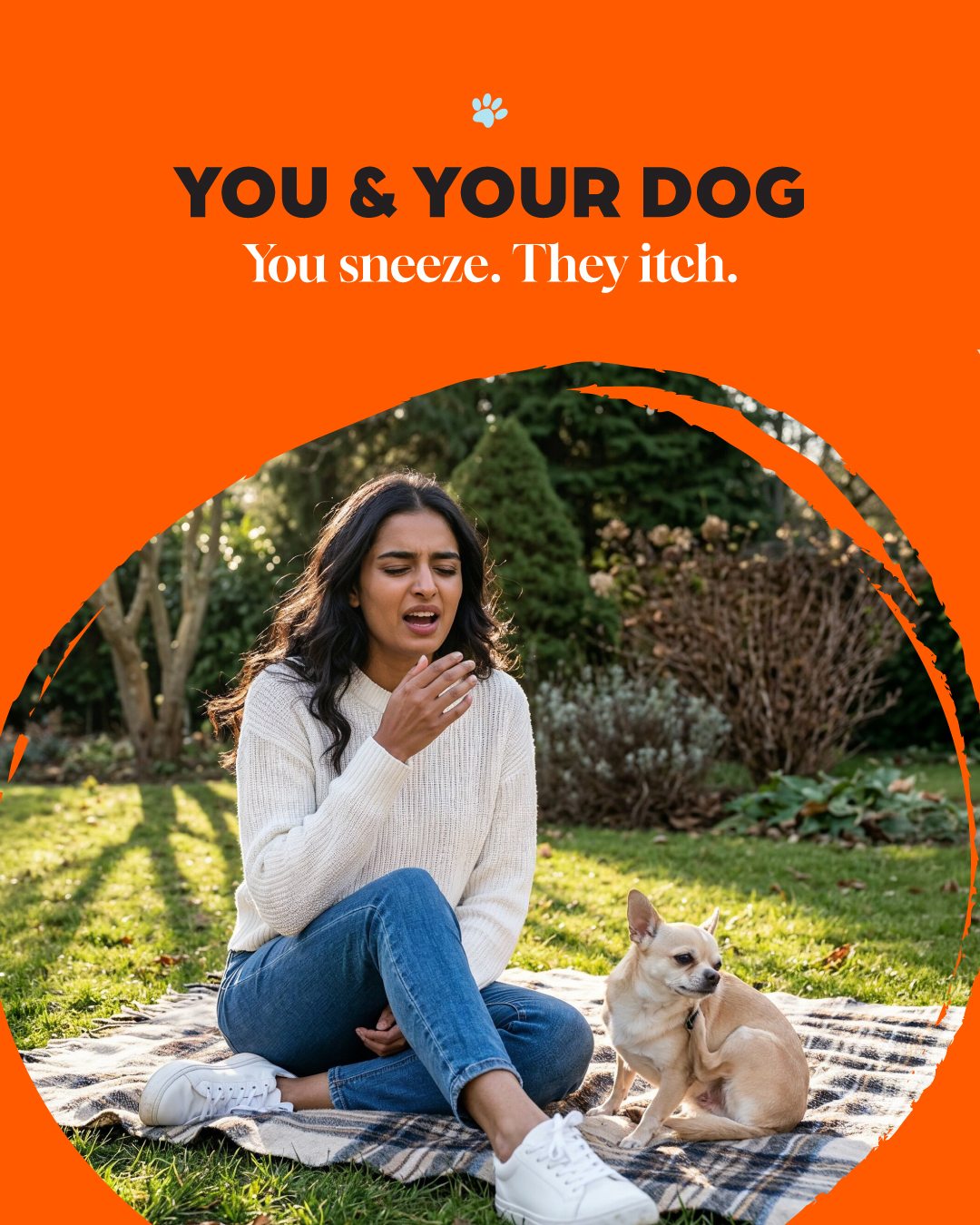 Itchy Pet Facebook ad: When you're allergic to pollen, you sneeze.