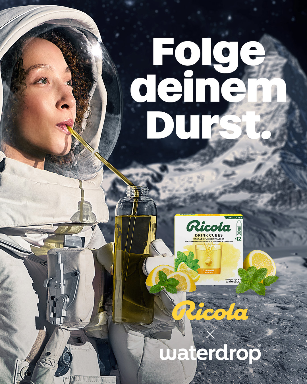 Ricola Facebook ad: JETZT NEU: Ricola Drink Cubes