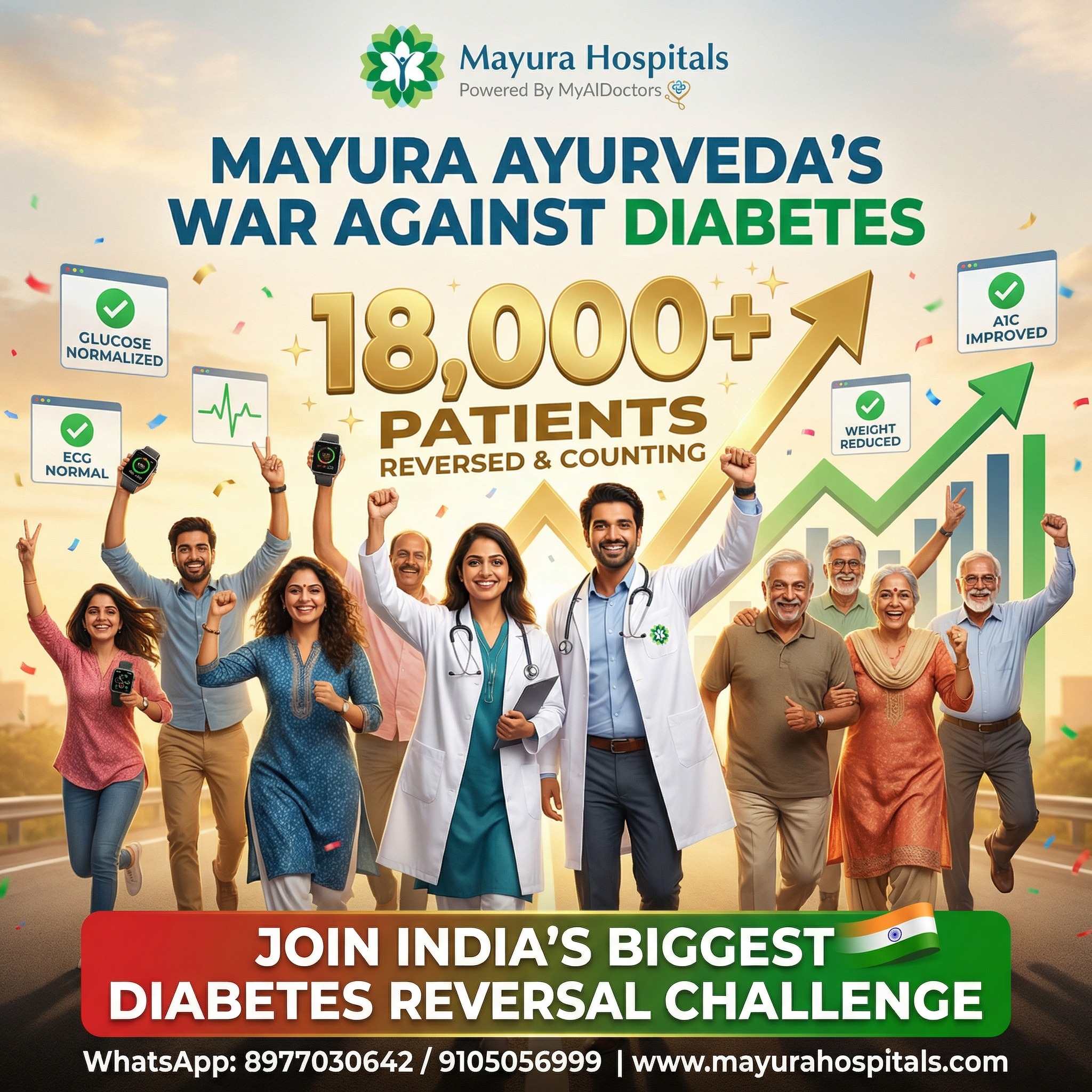 Mayura Hospitals Facebook ad: MAYURA AYURVEDA DECLARES WAR AGAINST DIABETES!