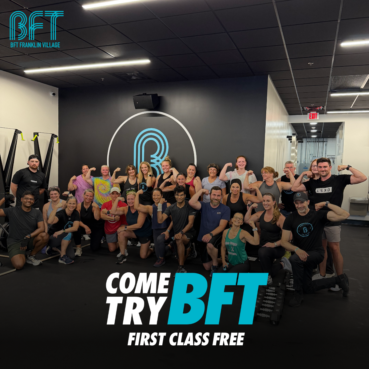 BFT Franklin Village Facebook ad: First Class Free >>