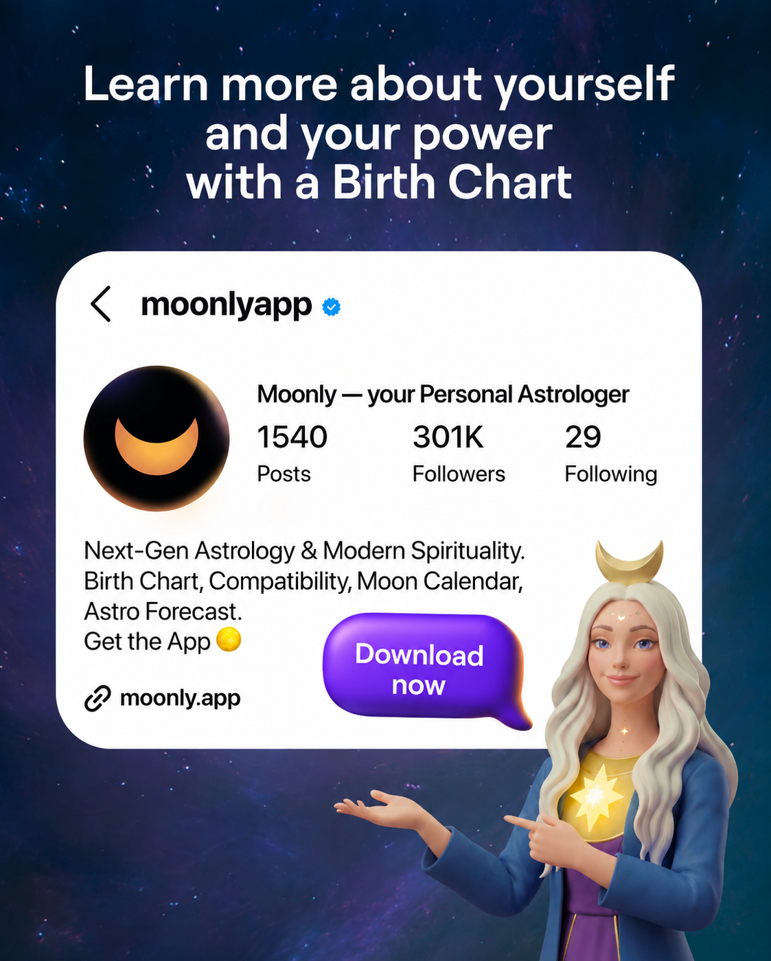 Moonly Facebook ad