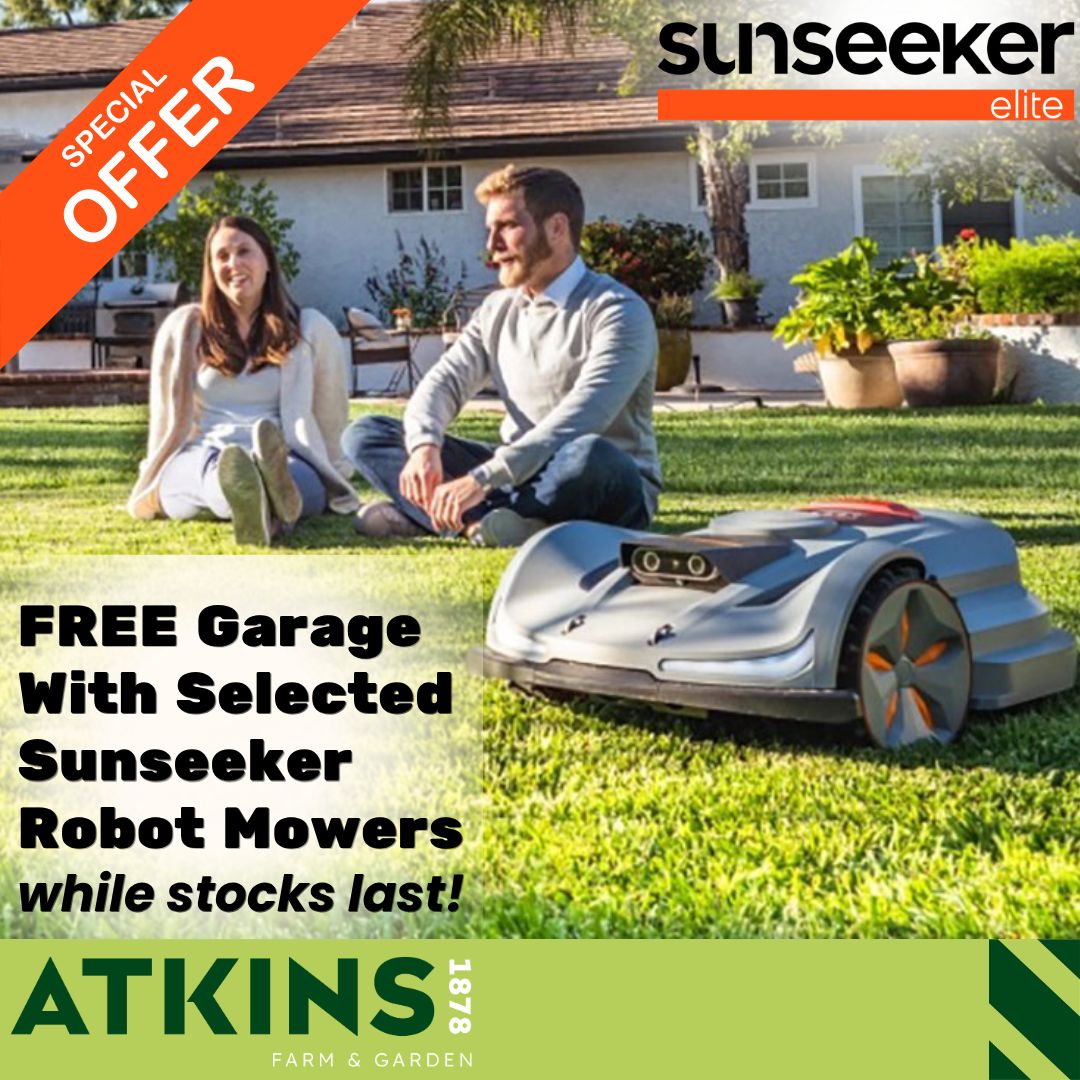 Atkins Farm & Garden Machinery Facebook ad: Special Offer - FREE Garage with Selected Sunseeker…