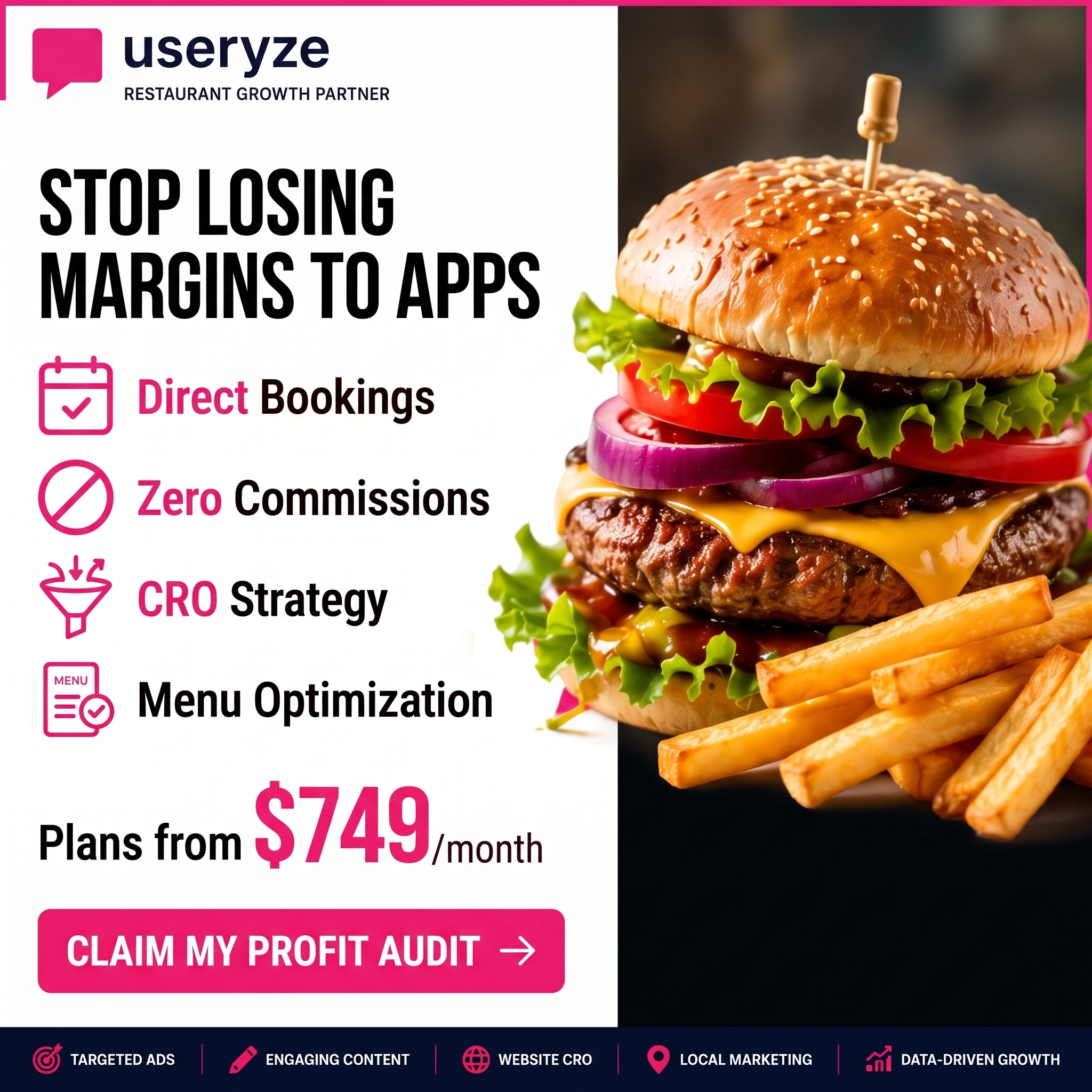 Useryze Facebook ad: Turn Empty Tables Into Revenue