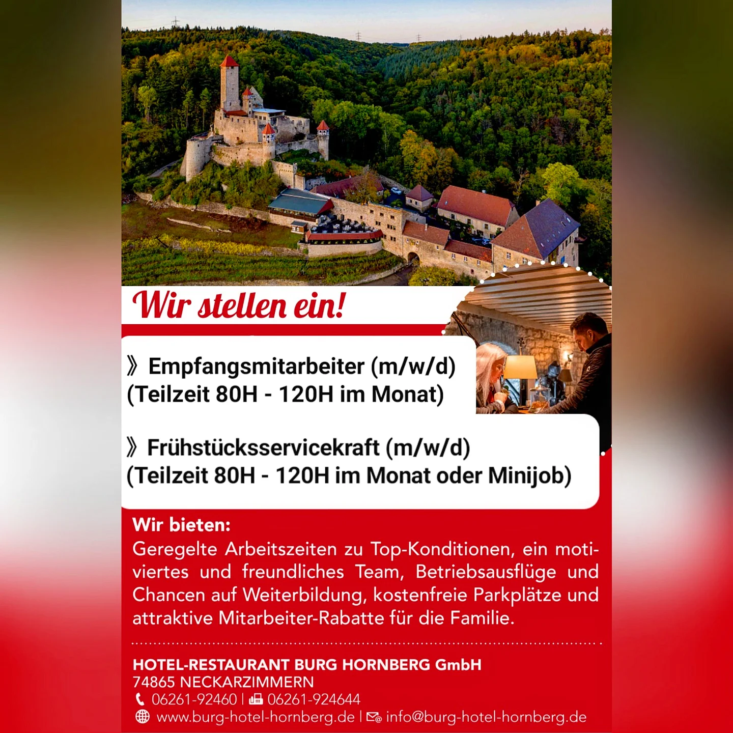 Hotel und Restaurant Burg Hornberg GmbH Facebook ad: {Wir stellen ein!}
