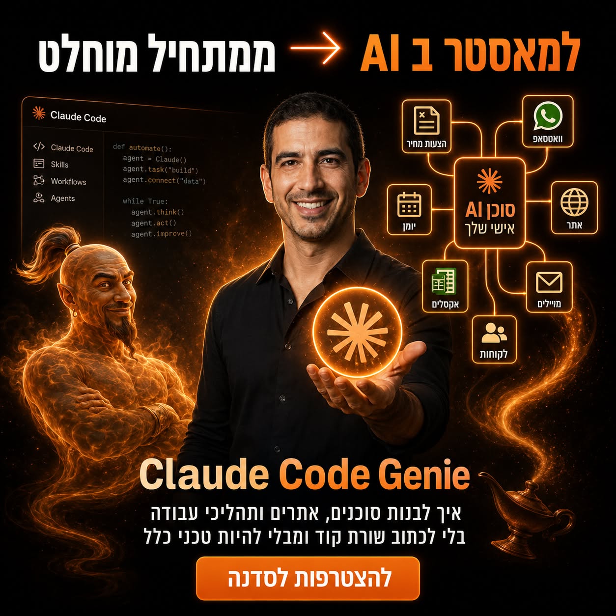 עמיחי שקל בינה מלאכותית ואוטומציה לעסקים Facebook ad: לראשונה: בנה אפליקציה ב-Claude Code בלי ידע טכני כלל ומבלי…