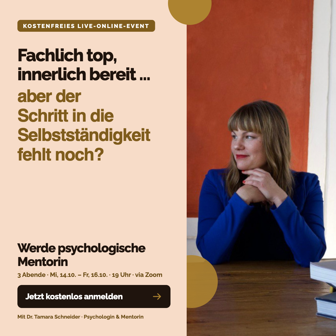 Dr. Tamara Schneider Facebook ad: Werde psychologische Mentorin