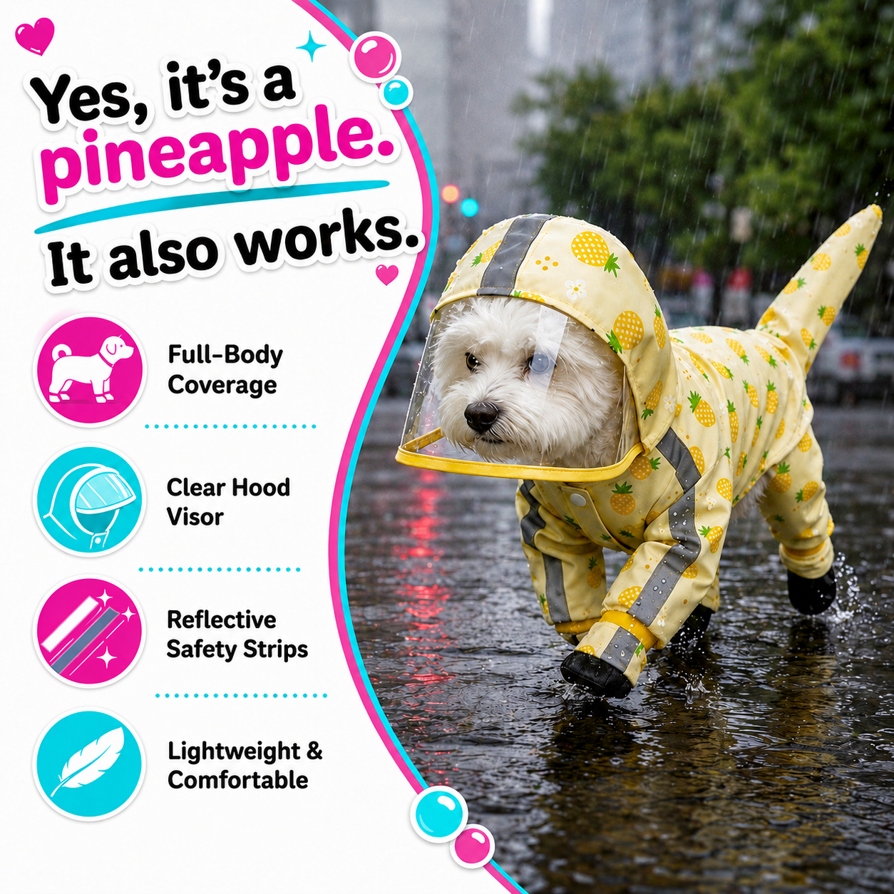 Bubblegum Co. Facebook ad: Rainy Walks. Less Mess.