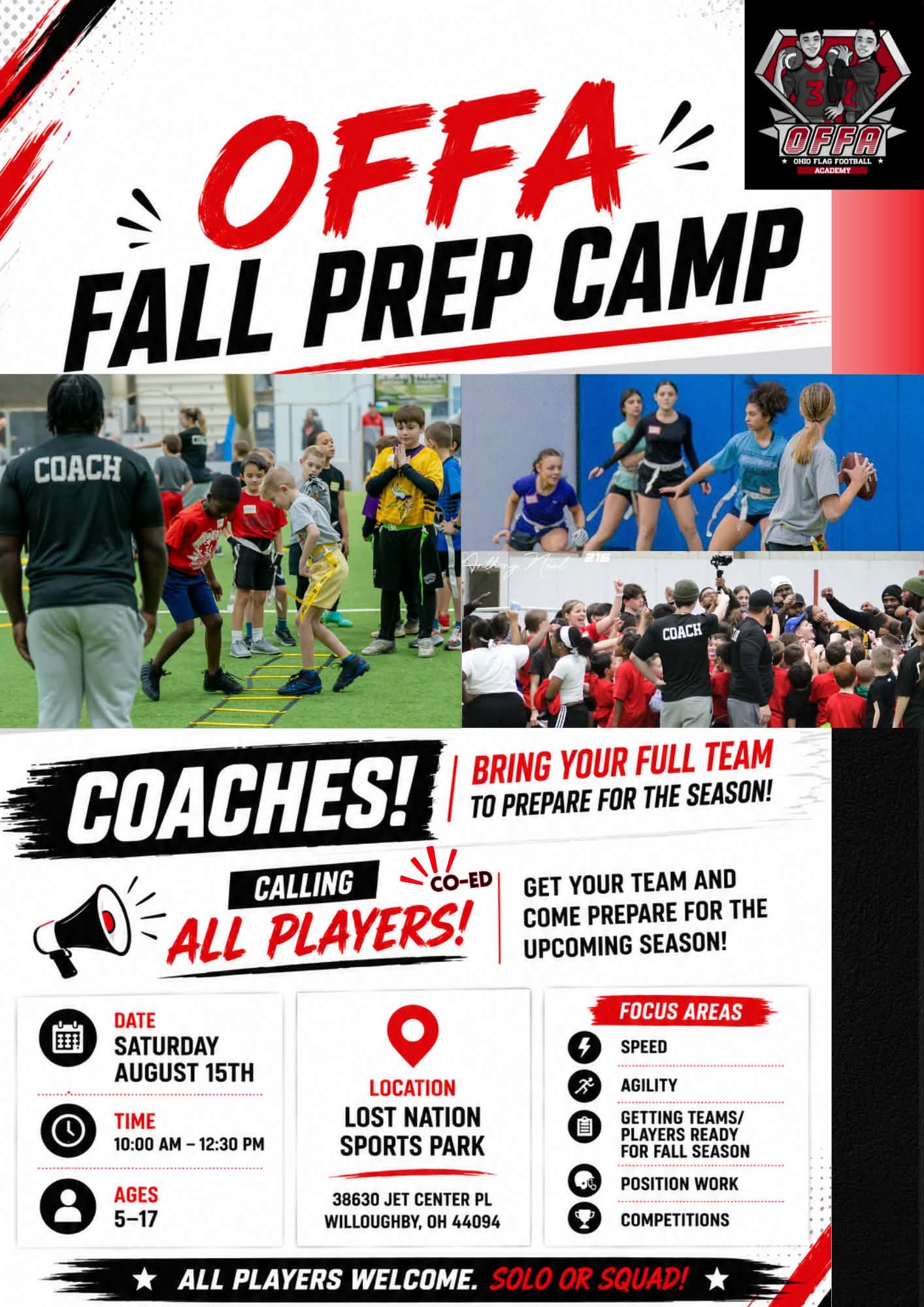 Ohio Flag Football Academy Facebook ad: Camps & Clinics | OFFA | Ohio Flag Football Academy