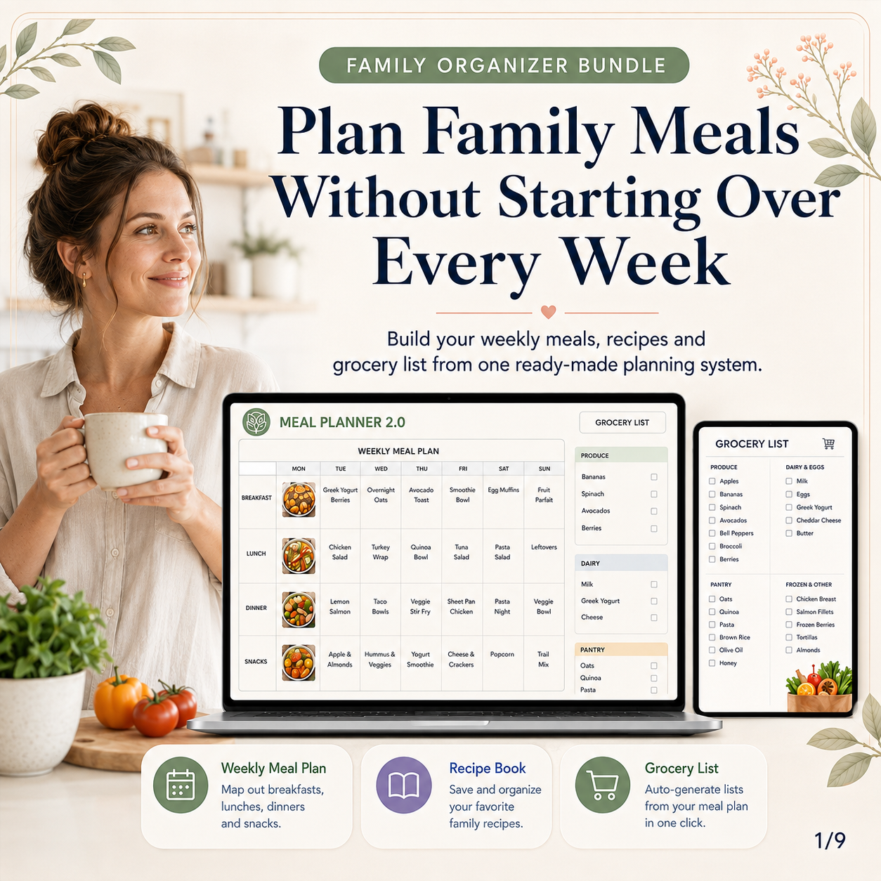 Family Organiser Kit Facebook ad: Meal planning shouldn't take an hour every Sunday.