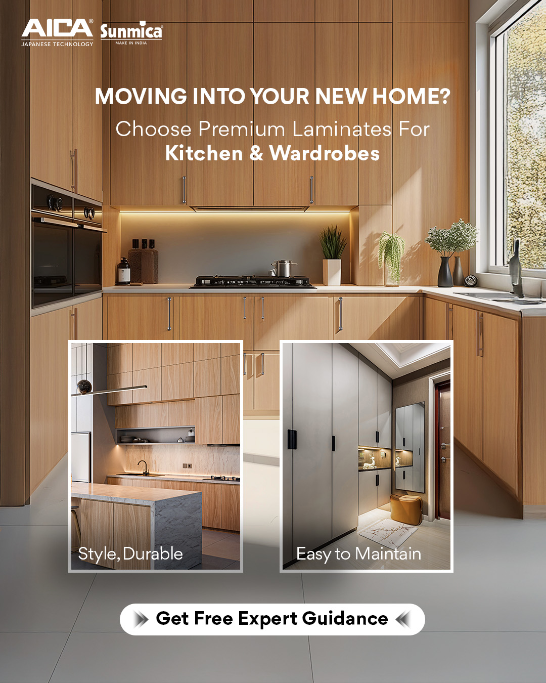 Aicasunmica Facebook ad: Premium Laminates for Your New Home