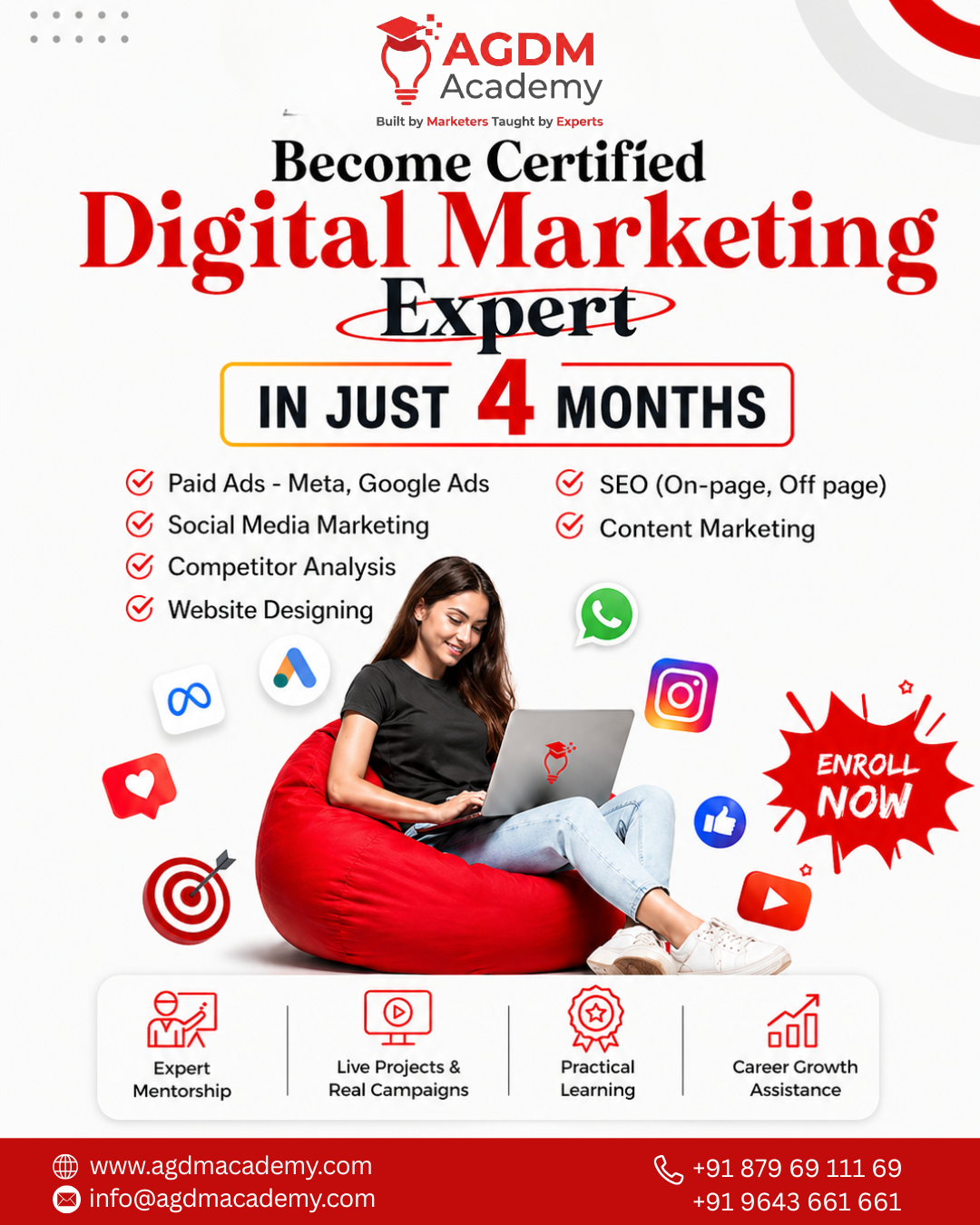 AGDM Academy Facebook ad: Become A Certified Digital Marketer