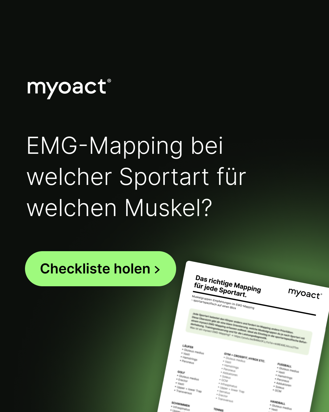 Myoact Facebook ad: Kostenloser OnePager zur Studienlage.