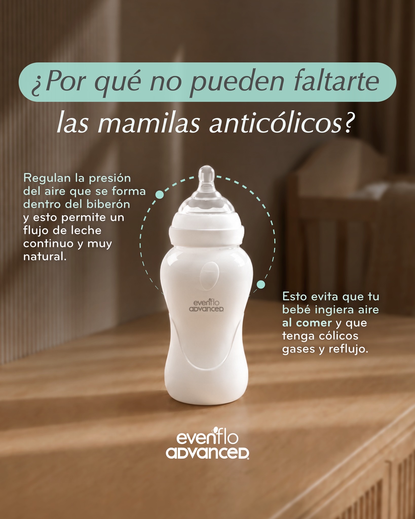 Evenflo México Facebook ad: La tecnología anticólicos de los biberones Evenflo Advanced…