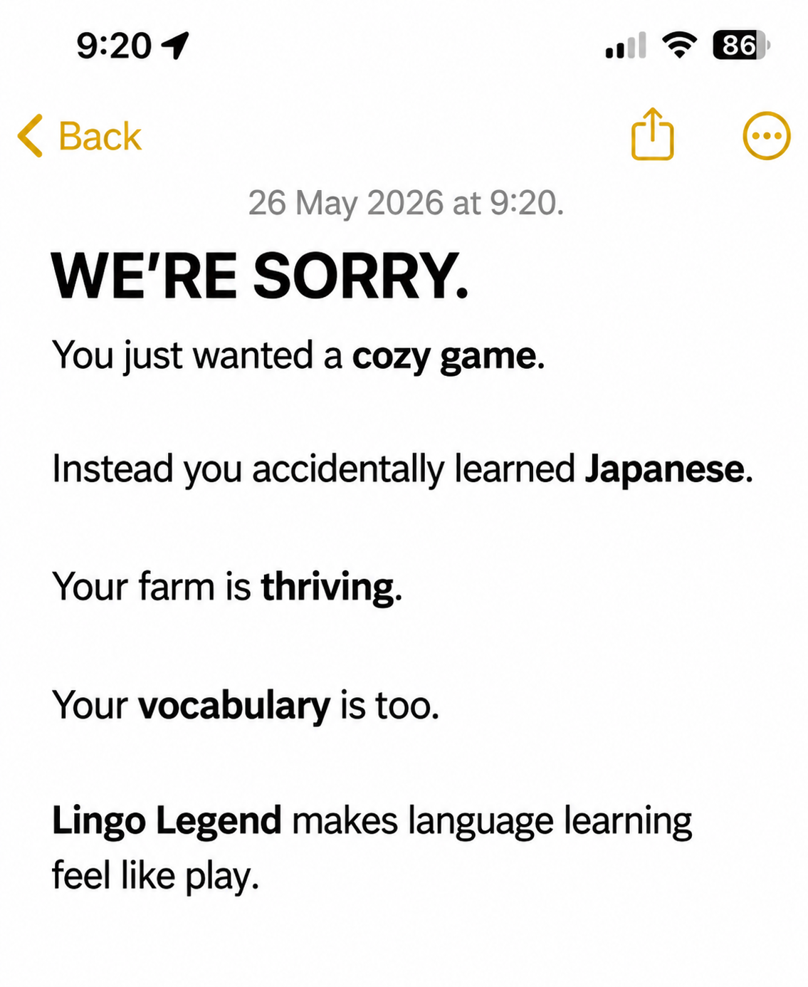Lingo Legend Facebook ad