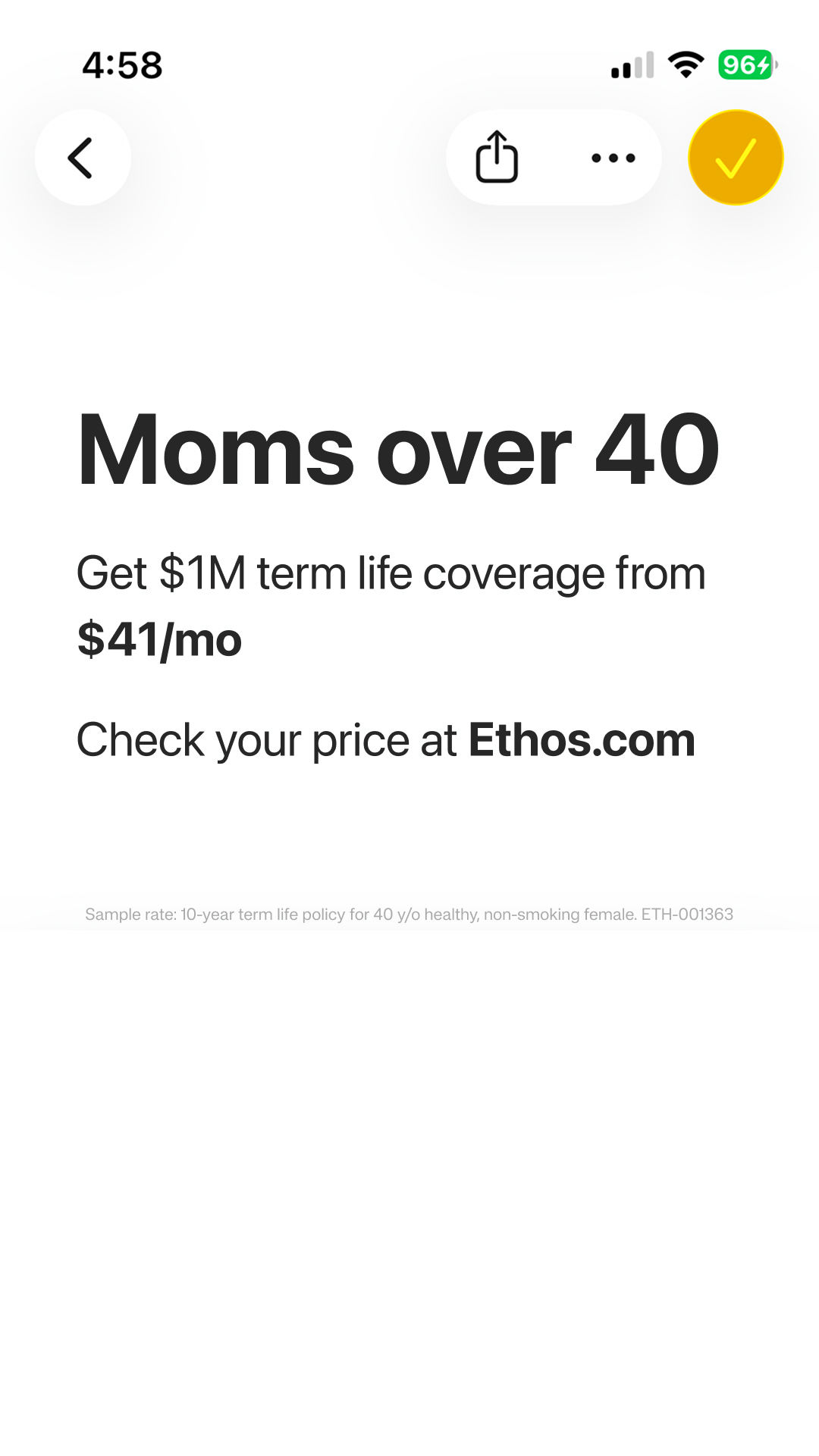 Ethos Facebook ad