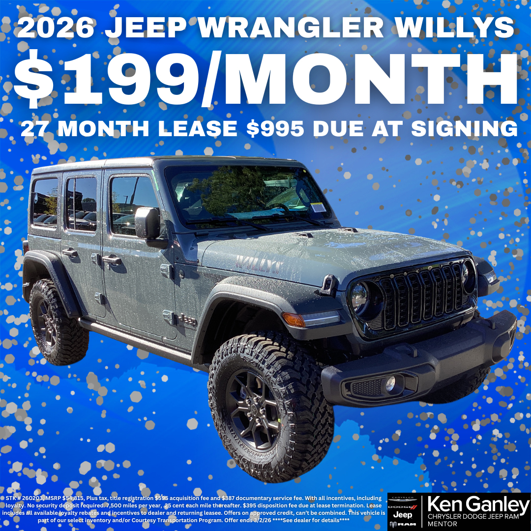 Ken Ganley Chrysler Dodge Jeep Ram Mentor Facebook ad: AUTO SHOW LEASE DEALS STARTS NOW!