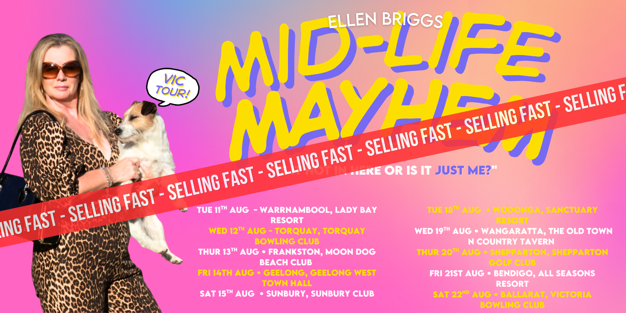 Good Times Touring Facebook ad: Ellen Briggs' Mid-Life Mayhem - Bendigo
