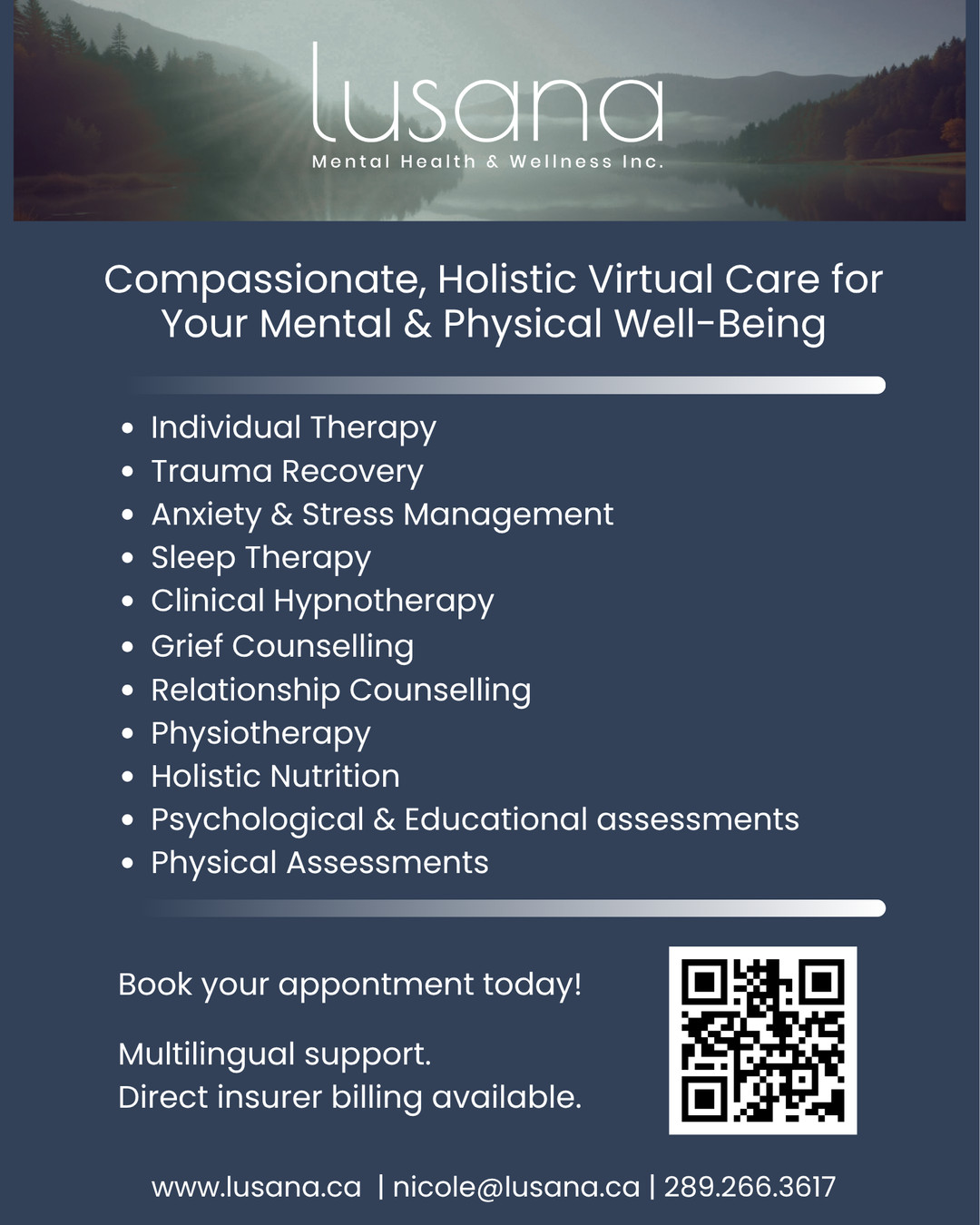 Lusana Mental Health & Wellness Inc. Facebook ad: Personalized Therapy & MVA Recovery Support |…