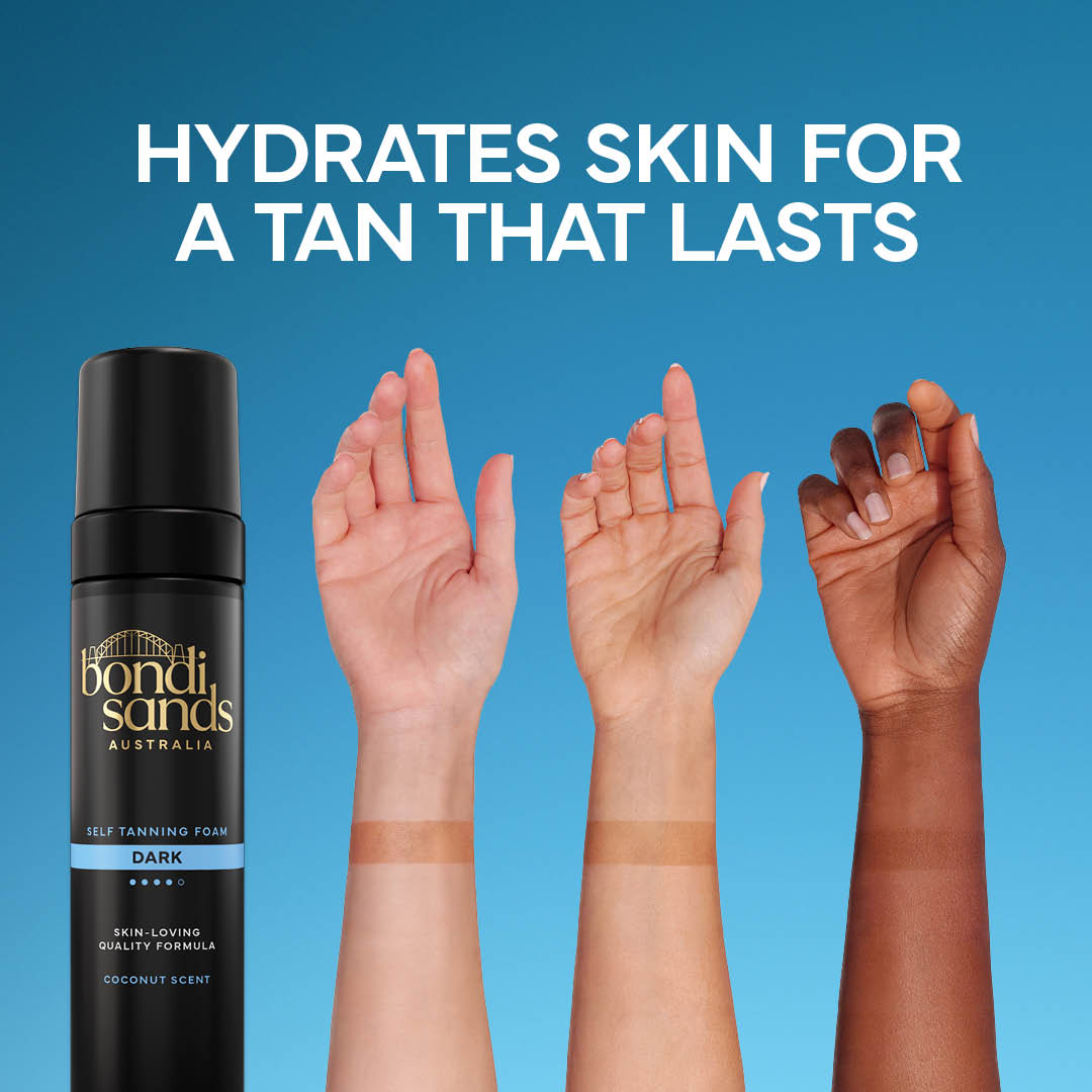 Bondi Sands Facebook ad: Our lightweight self-tan blends effortlessly, dries fast…