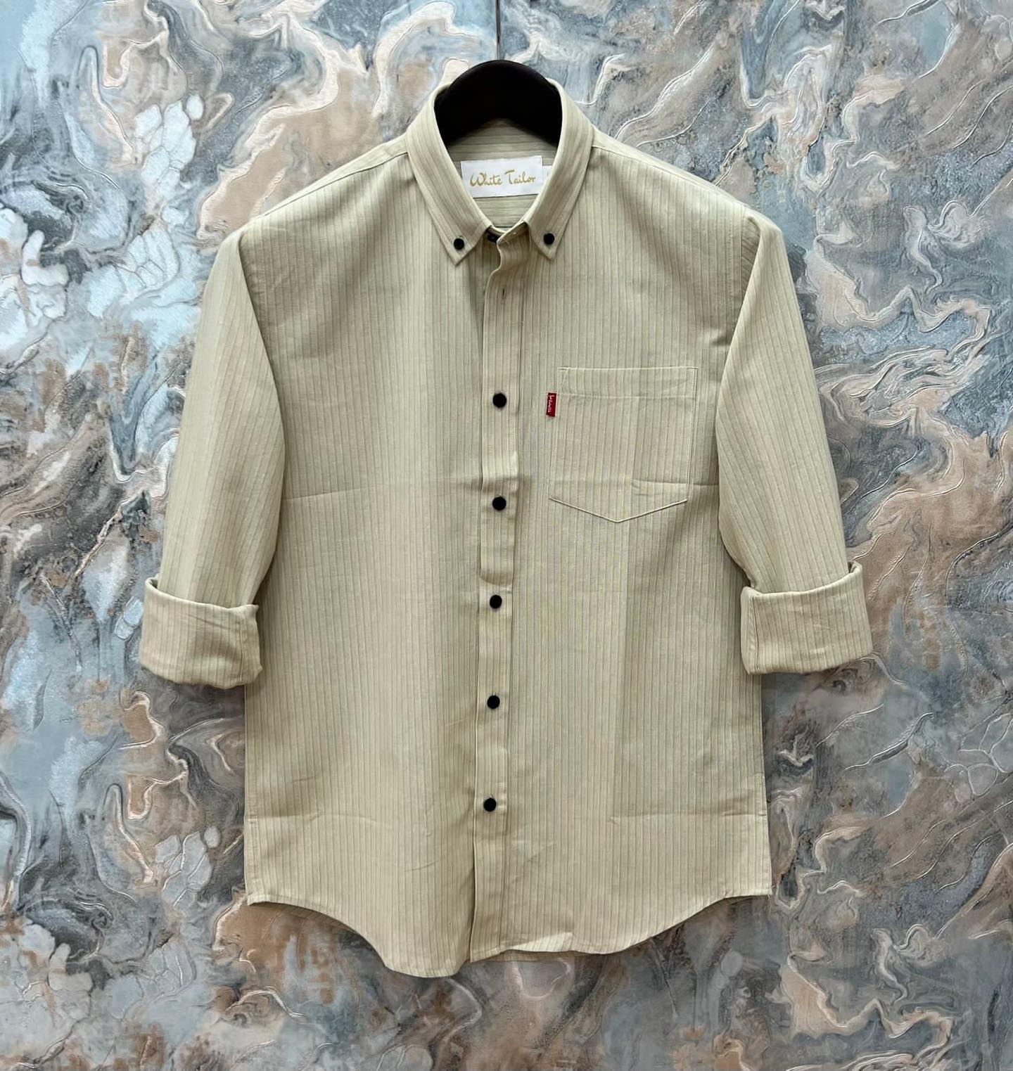 White Tailor Facebook ad: Cream Stripe full sleeve premium cotton shirt for men