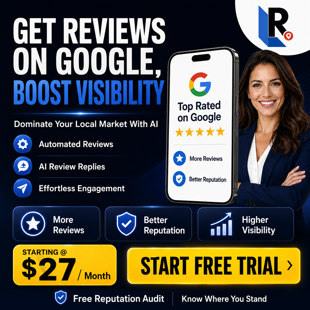 Local Ranker AI Facebook ad: Get More Google Reviews Fast